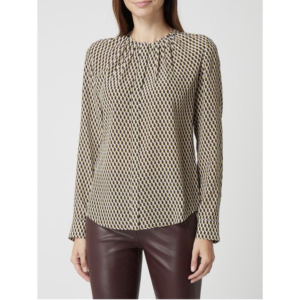 BOSS 100% Silk Hidden Button Blouse Shirt Top size 6